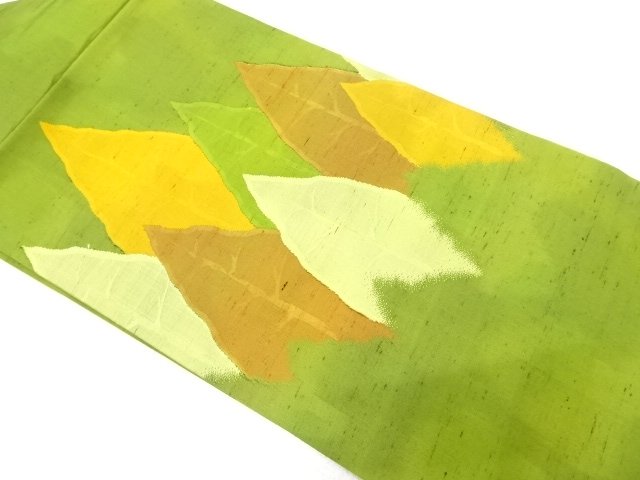 節紬　樹木模様織り出し　名古屋帯